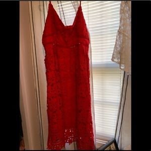 Plus size red lace dress